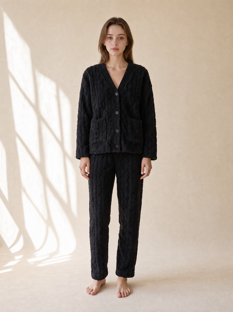 Fleece Knit Cardigan Set No.093 (Women's)